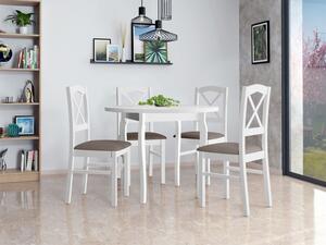 Kulatý stůl se 4 židlemi - AL55, Barva dřeva: bílá, Potah: 26x - Kronos 22 Mirjan24 5902928237733