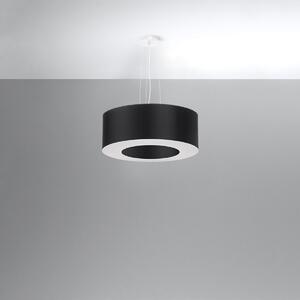 Závěsné svítidlo Saturno, 1x černé textilní stínítko, (bílý plast), (fi 50 cm)