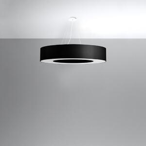Závěsné svítidlo Saturno, 1x černé textilní stínítko, (bílý plast), (fi 90 cm)