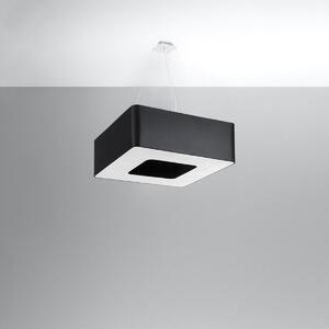 Závěsné svítidlo Urano, 1x černé textilní stínítko, (bílý plast), (60 cm)