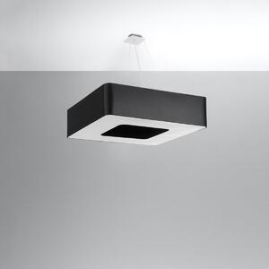 Závěsné svítidlo Urano, 1x černé textilní stínítko, (bílý plast), (80 cm)