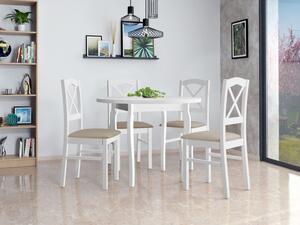 Kulatý stůl se 4 židlemi - AL55, Barva dřeva: bílá, Potah: 26x - Kronos 22 Mirjan24 5902928237733