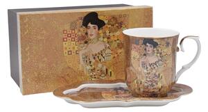 HOME ELEMENTS Porcelánový hrnek 360 ml s podtáckem, Klimt Adele