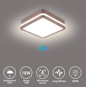 BRILAGI-LED Venkovní svítidlo se senz. BENE LED/18W/230V 21,5x21,5 cm hnědá IP54