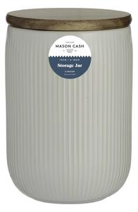 Mason Cash Dóza s dřevěným víkem Linear Collection, bílá, objem 650 ml 2002.123