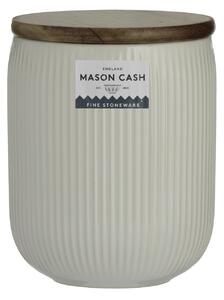 Mason Cash Dóza s dřevěným víkem Linear Collection, bílá, objem 500 ml 2002.124
