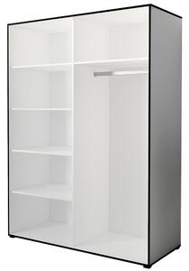 Šatní skříň OSLO 1 | se zrcadlem | 180 cm | bílá/černá