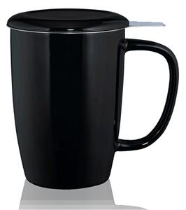 Kusmi Tea Vysoký hrnek na čaj T.TOTEM s nerezovým sítkem, 0,44 l, černý 5000000291