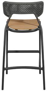 Tmavě šedá zahradní barová židle No.102 Mindo s teakovým sedákem 78,5 cm