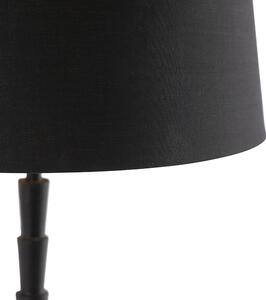 Stolní lampa ve stylu art deco černá s odstínem černé bavlny 35 cm - Pisos