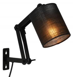 Lucide 45292/81/30 nástěnná lampa Tampa 1x40W | E27 - černá, nastavitelná, vypínač na kabelu