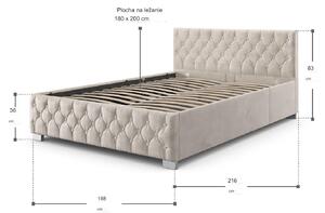 FurniGO Čalouněná postel Nizza 180x200 cm - béžová