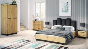 INES | dvoulůžko postel IN-05 + rošt | 160x200 cm | artisan/černá