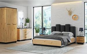 INES | dvoulůžko postel IN-05 + rošt | 160x200 cm | artisan/černá