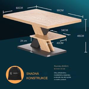 Deuba Konferenční stolek Detroit 90x60x45cm - dřevo/šedý