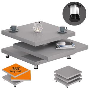 FurniGO Konferenční stolek NY – 72 x 72 cm – vysoký lesk šedý