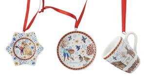 Rosenthal Vánoční set 3 porcelánové mini ozdoby, Vánoční dárky, Ø 6 cm 02485-727355-28673