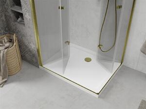 Mexen Lima Duo, sprchový kout 80 (dveře) x 70 (dveře) cm, 6mm čiré sklo, zlatý profil + sprchová vanička, 856-080-070-50-02-4010G