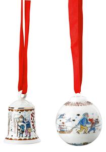 Rosenthal Vánoční set porcelánový mini zvonek a mini koule, Vánoční dárky, limitka 02480-727355-28620