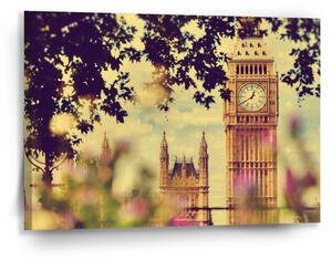 Sablio Obraz Londýn Big Ben Flowers - 90x60 cm