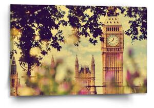 Sablio Obraz Londýn Big Ben Flowers - 120x80 cm