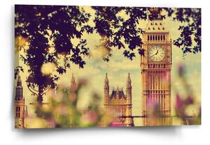 Sablio Obraz Londýn Big Ben Flowers - 60x40 cm