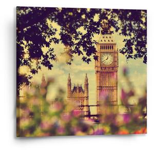 Sablio Obraz Londýn Big Ben Flowers - 50x50 cm
