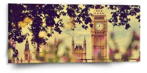 Sablio Obraz Londýn Big Ben Flowers - 110x50 cm