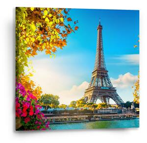 Sablio Obraz Paříž Eifellova věž Flowers - 50x50 cm