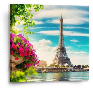 Sablio Obraz Paříž Eifellova věž Mraky - 50x50 cm