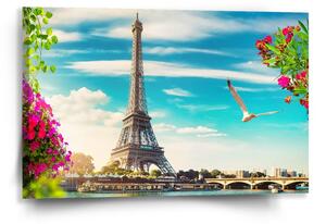 Sablio Obraz Paříž Eifellova věž Mraky - 60x40 cm