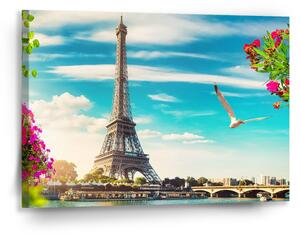 Sablio Obraz Paříž Eifellova věž Mraky - 90x60 cm