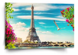 Sablio Obraz Paříž Eifellova věž Mraky - 120x80 cm