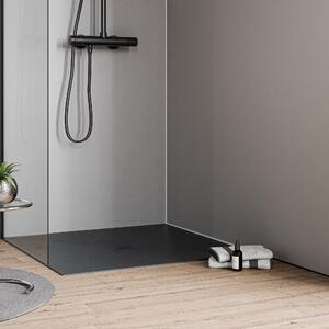 Flat shower tray mineral cast VIREO - stone look anthracite matt - size selectable