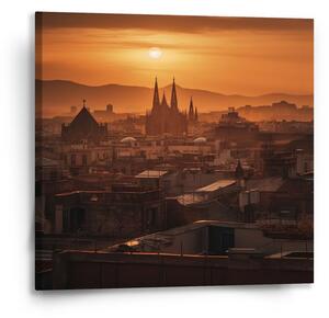 Sablio Obraz Barcelona Night Skyline - 50x50 cm