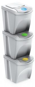 Prosperplast SORTIBOX IKWB25S3 3x25L Sada 3 odpadkových košů, 392x293x335, Bílá