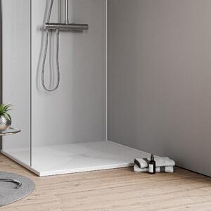 Flat mineral cast shower tray VIREO - matt white stone effect - size selectable