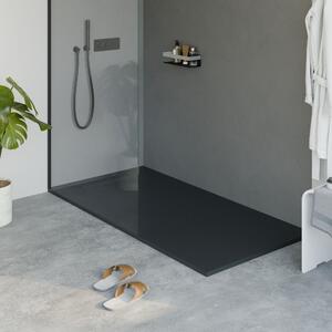Flat shower tray mineral cast LAVOA - stone look anthracite matt - size selectable