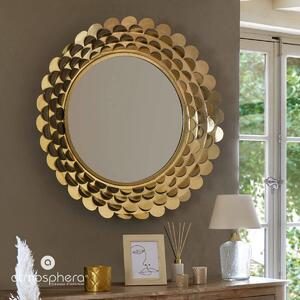 Zlaté glamour zrcadlo, kovový rám, ? 91 cm