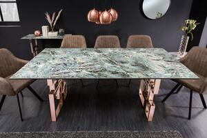 Designový jídelní stůl Salus 200 cm tyrkysový - vzor mramor