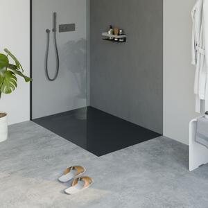 Flat shower tray mineral cast LAVOA - stone look anthracite matt - size selectable