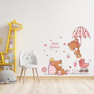 Samolepka na zeď "Růžový medvídci" 77x77cm
