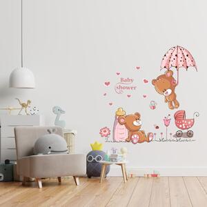 Samolepka na zeď "Růžový medvídci" 77x77cm