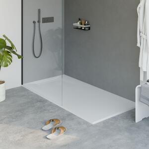 Flat mineal cast shower tray LAVOA - matt white stone effect - size selectable
