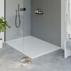Flat mineal cast shower tray LAVOA - matt white stone effect - size selectable