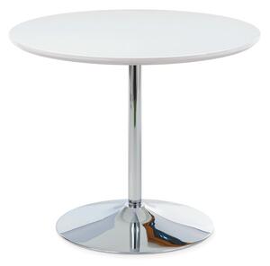 Kulatý jídelní stůl AT-1901 WT průměr 90 cm, vysoký lesk bílý/chrom