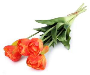 Umělá kytice tulipán barva 4 oranžová červená, 1 svaz