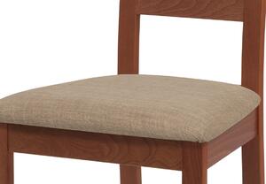 Jídelní židle BC-2603 TR3 masiv buk, barva třešeň, látka béžová, VÝPRODEJ