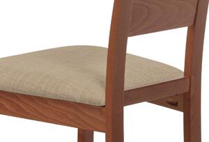 Jídelní židle BC-2603 TR3 masiv buk, barva třešeň, látka béžová, VÝPRODEJ