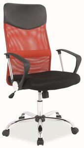 Kancelářská židle Q-025 síťovina červená/látka a koženka černá